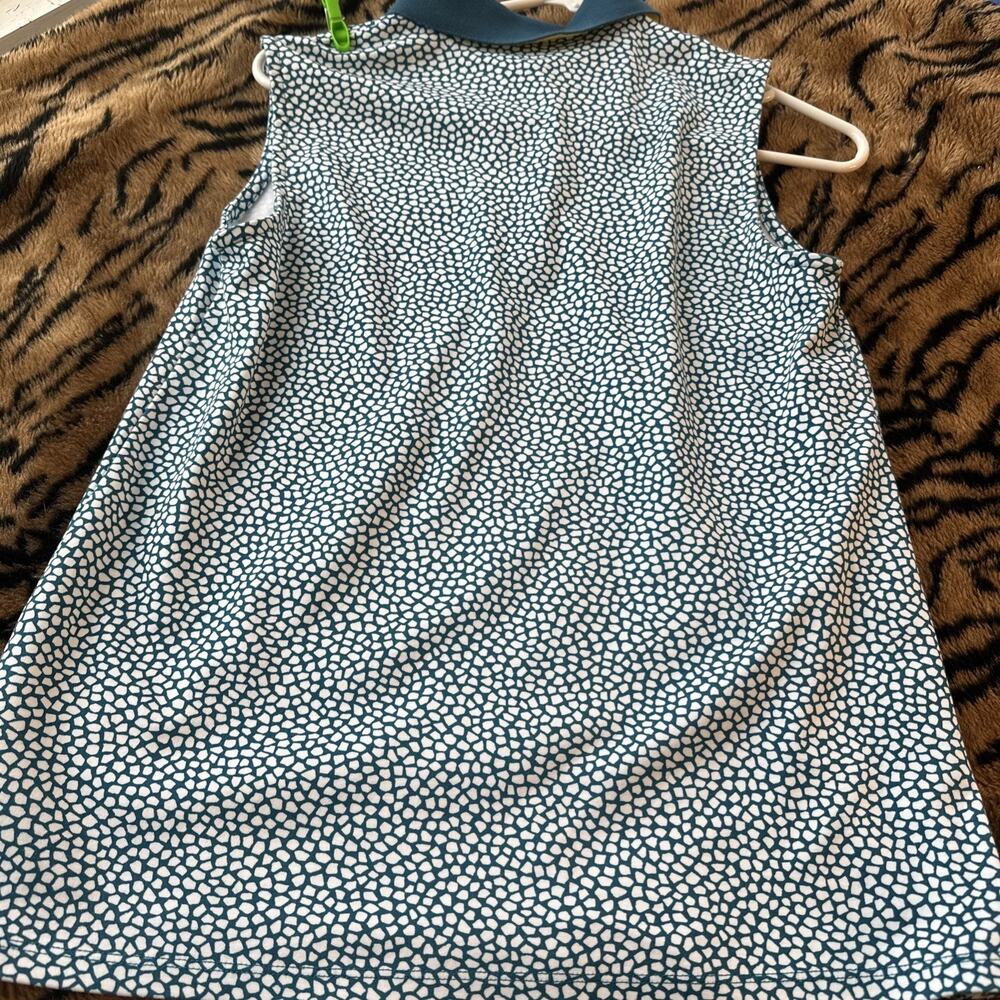 Woman’s Lands End Sleeveless Blouse Turquoise Geometric Summer Golf Medium - Picture 7 of 7